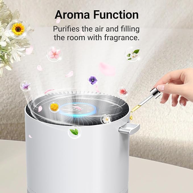 Air Purifiers for Home Large Rooms, Cobectal Air Cleaner with HEPA 3-in-1 Filter Covers up to 1650ft², PM2.5 Air Quality Sensor, Timer Setting & Sleep Mode, Pet Air Purifier for Home, RVs, White