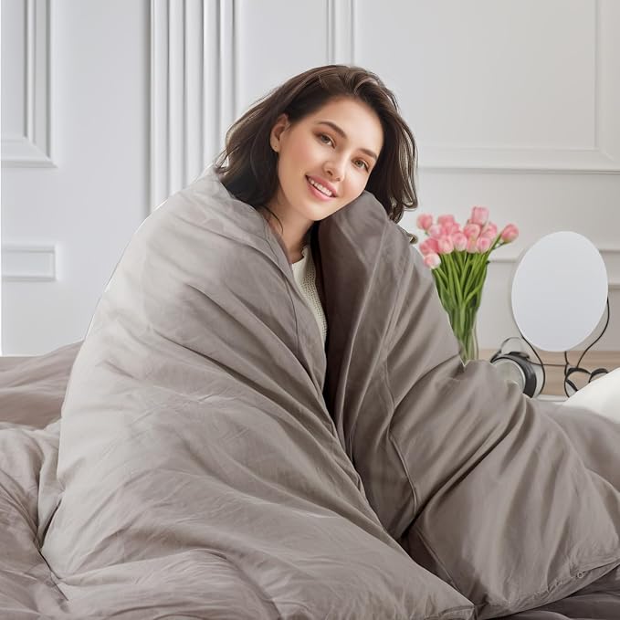 NEXHOME PRO Duvet Cover Set Queen Size Linen Look Textured Organic Natural 100% Washed Cotton Duvet Cover Linen Grey 3 Pieces Bedding Set with Zipper Closure, Breathable, Soft (No Comforter)