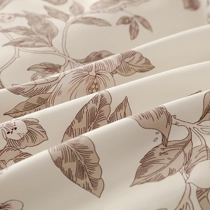Duvet Cover Set Twin Size Floral Pattern 600 Thread Count Ultra Soft 100% Long Staple Cotton Duvet Cover Sets 3-PC, Breathable Duvet Cover with Zipper Closure & Corner Ties
