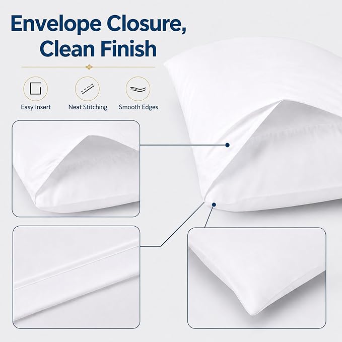 ZPECC Pillow Cases Standard Size Set of 12, 20x26 Envelope Closure Pillowcases, Soft Plain Brushed Microfiber Covers Hypoallergenic Breathable (White)