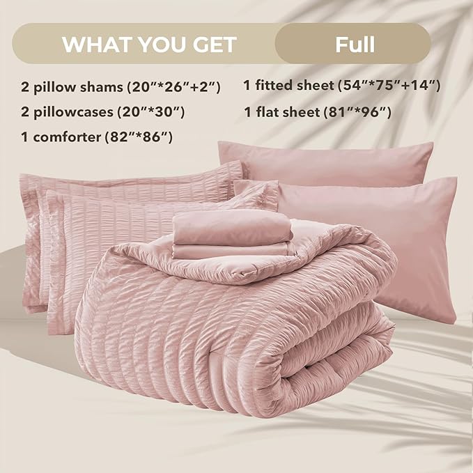 HYMOKEGE Rose Gold Duvet Cover Full Size, Ultra Soft 3-Piece Seersucker Duvet Cover Set with Zipper Closure, Soft Brushed Microfiber Bedding Set with 8 Corner Ties (80"x90", 2 Pillowshams)