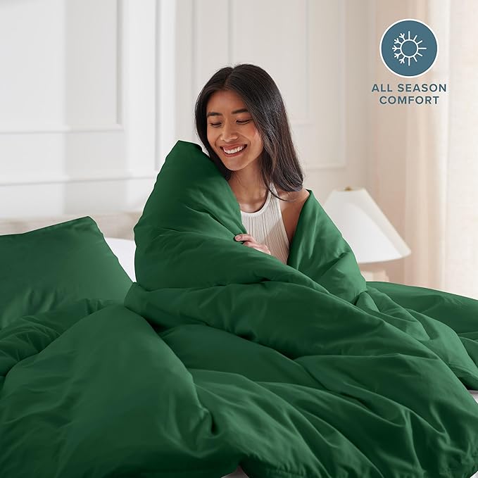 Bare Home Bedding Duvet Cover California King Size - Premium 1800 Super Soft Collection - Lightweight, Cooling - Soft Breathable Bedding Duvet Cover (Cal King, Forest Green)