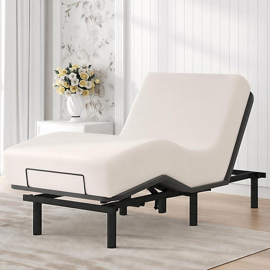 Softa Twin XL Adjustable Bed Frame, Head & Foot Lift, Electric Bed Base with Remote Control, Whisper Quiet Motor, Oxford Fabric Bedspread, Mattress Holder, Easy Assembly