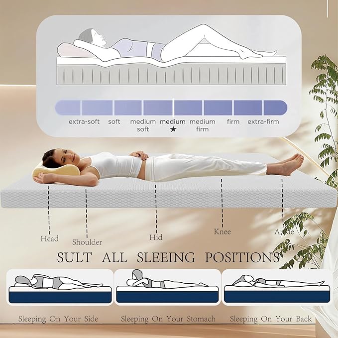 MORANDI Mattress Full, 3 Inch Memory Foam Twin Mattress, Medium Firm Support, Machine Washable Mattress Protector with Zipper Removable Cover(White, ‌Twin)