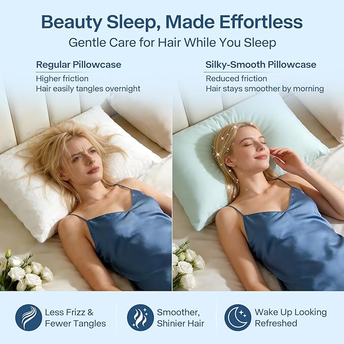 Premium Cooling Pillowcases Queen Size Set of 2 for Hot Sleeper & Night Sweats Beauty Sleep Reduces Wrinkles & Frizz Softer Than Silk Pillow Cover Oeko-TEX Certified Mint Green Breathable