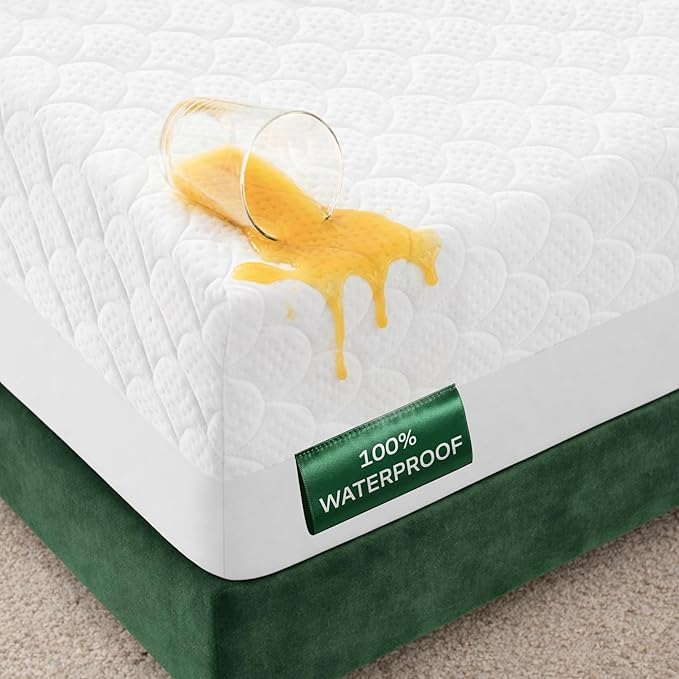 Side-Shield Waterproof Mattress Protector Full - 6-21" Deep Pocket with Leak-Proof Edge Protection - Noiseless & Cooling Soft-Touch Viscose Made from Bamboo - Machine Washable (White)