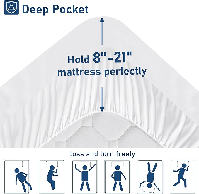 Twin Mattress Topper Extra Thick Pillowtop Cooling Plush Mattress Pad Cover Protector with 8-21 Inch Deep Pocket 3D Snow Down Alternative Fill White