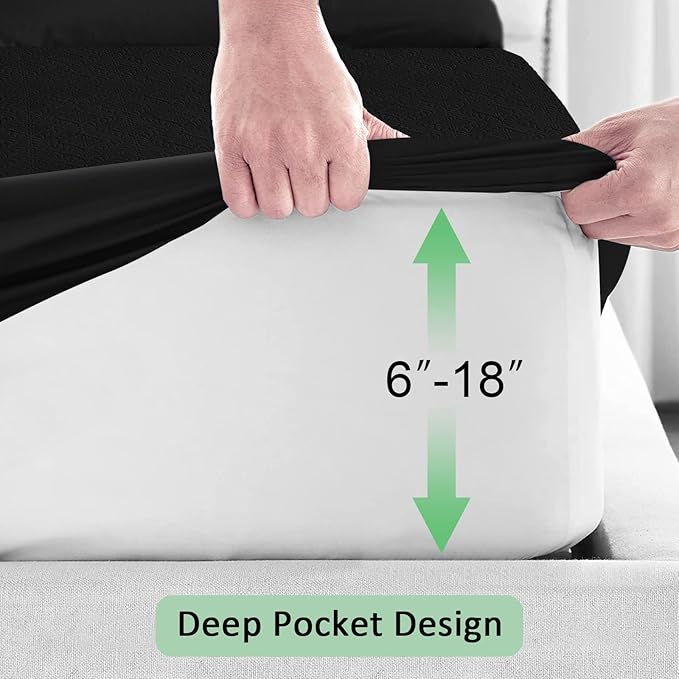 Sufdari Queen Waterproof Mattress Protector, Waterproof Mattress Cover,Breathable & Noiseless Mattress Pad, Waterproof Quilted Fitted Sheet Fits Up to 8-18" Deep Pocket