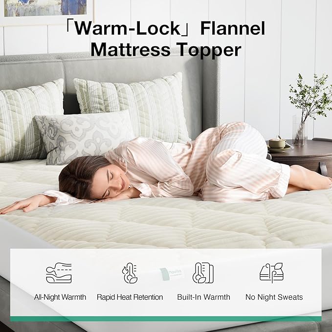Novilla Fleece Mattress Topper Queen, Warm Sherpa Mattress Pad, Cloud-Like Soft Bed Cover for Winter, Deep Pocket fits up to 21", Machine Washable