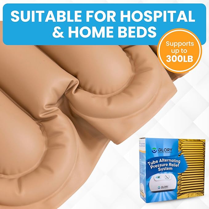 Glory Medical MT‑02 Alternating Pressure Mattress Topper – 12‑Minute Air Cycle, Waterproof Vinyl, Hypoallergenic & Latex‑Free Design, Supports Healthy Circulation for Hospital & Home Beds (78" x 32")