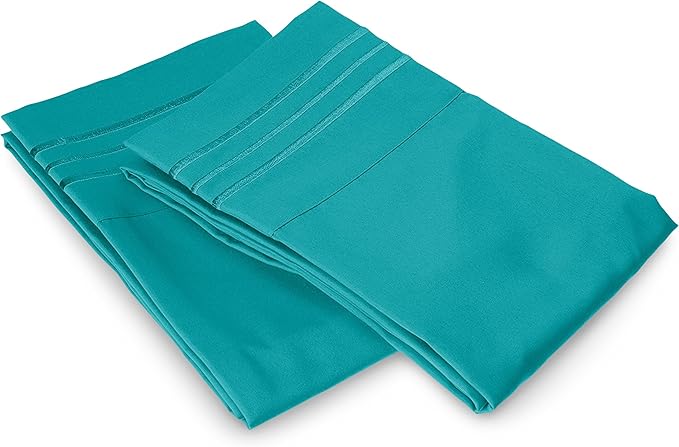 Elegant Comfort Luxury Ultra-Soft 2-Piece Pillowcase Set - 1500 Premium Hotel Quality Microfiber Double Brushed - Wrinkle Resistant, King Size, Turquoise
