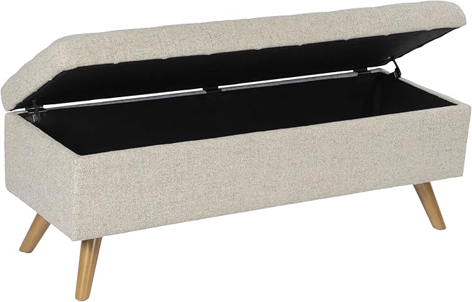 HomePop Modern Tufted Storage Bench - Textured Cream Fabric