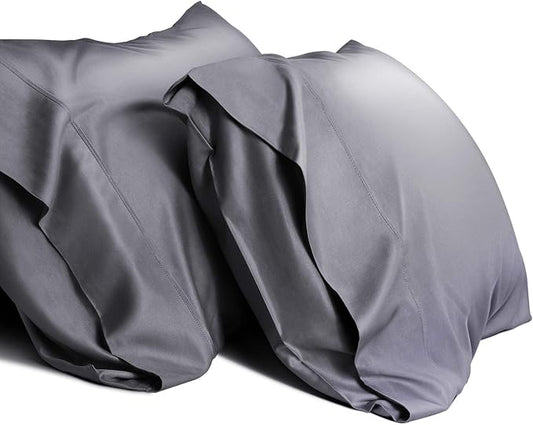 WishSmile Standard Pillow Cases Cooling Pillowcases Set of 2 Breathable Cool Silky Soft Rayon Derived from Bamboo Fabric,Hair and Skin Friendly,Dark Grey,20x26IN
