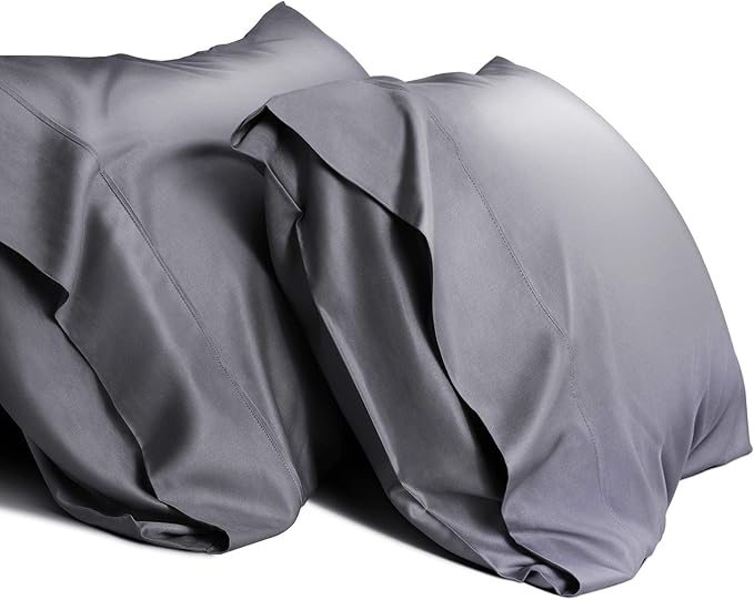 WishSmile Cooling King Pillowcases Set of 2 Breathable Cool Silky Soft Rayon Derived from Bamboo Fabric, Moisture Wicking for Hot Sleepers, Hair and Skin Friendly, Dark Grey, 2 Pack, 20x36IN
