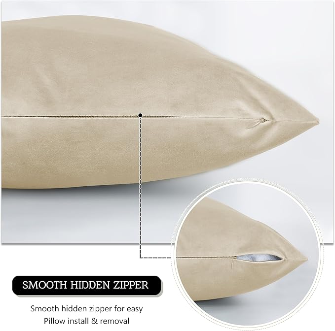 StangH Beige Velvet Body Pillow Cover Super Soft Large Pillowcase for Pregancy/Baby, Home Decoration for All Seasons Sofa Bedroom Theater, 20 x 54-inch, 1 Piece