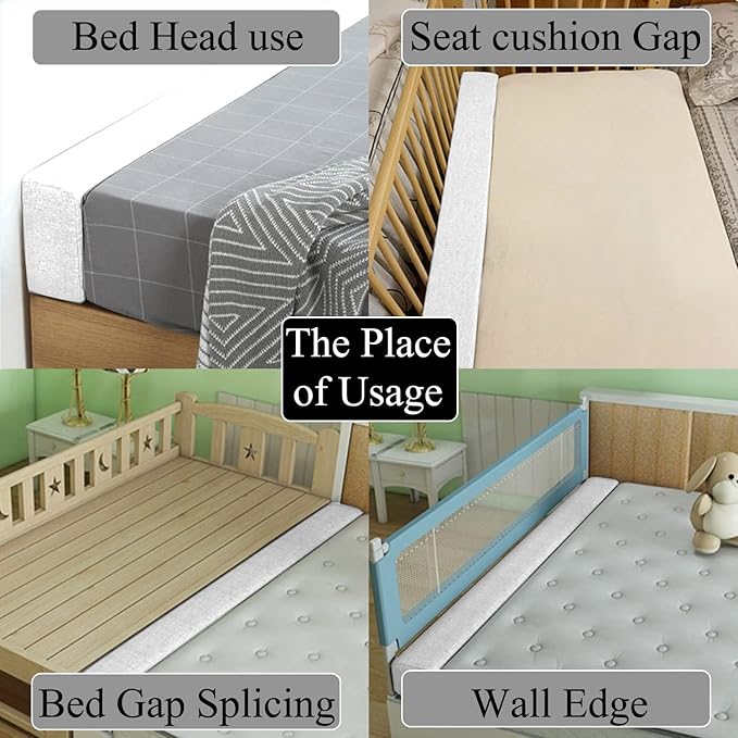 71x6x4 Inch Headboard Gap Filler with Foam Space Filler Between Bed and Wall Bolster Pillow Bed Gap Filler, Beige