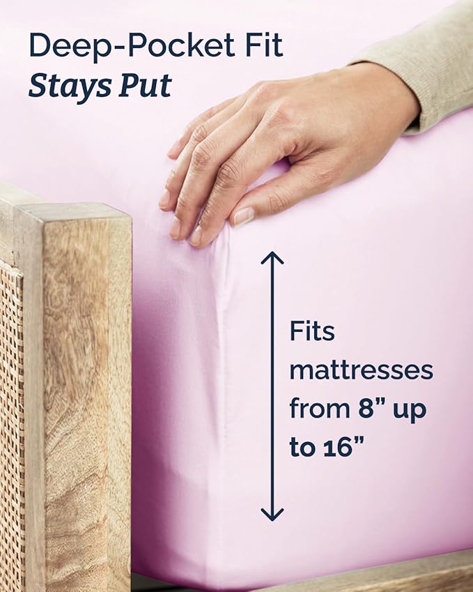Twin XL 4 Piece Sheet Set - Comfy, Breathable & Cooling - Soft Hotel Luxury Bedding for Women, Men, Kids, Teens and Children - 1 Flat & 1 Fitted Sheet & 2 Pillowcases with Deep Pockets - Light Pink