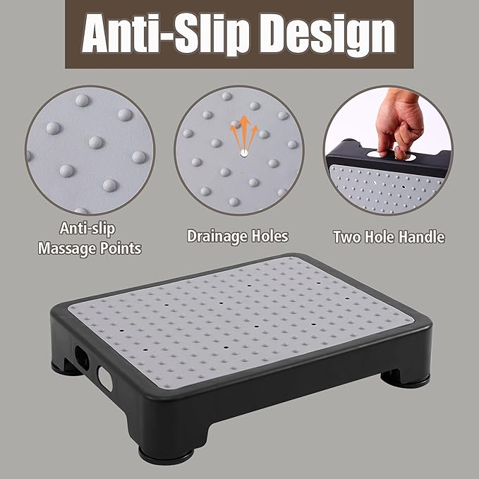 CHIKILLA Adjustable Step Stool for High Beds and Cars, 650lbs Heavy Duty Bed Step for Elderly, Non-Slip Mobility Platform for Bathtub, Kitchen, SUV, 4 Height Levels 3.4-5" Portable Stair Assist, Gray