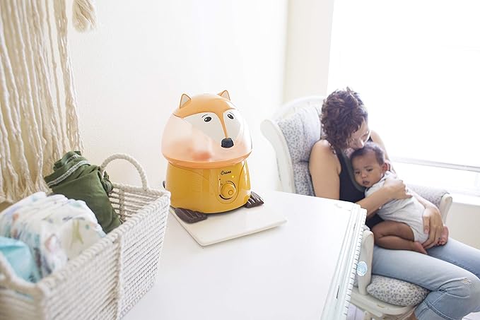 Crane 1 Gallon Animal Cool Mist Ultrasonic Humidifier for Kids' Bedroom and Nursery, Automatic Shut off, Adjustable Output, Fox