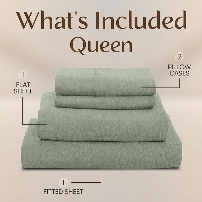 Utopia Bedding Queen Size Sheet Set – 4 Piece Bed Sheets, Soft and Breathable Microfiber, Includes 1 Fitted Sheet, 1 Flat Sheet and 2 Pillowcases – Oeko Tex (Heather Sage)