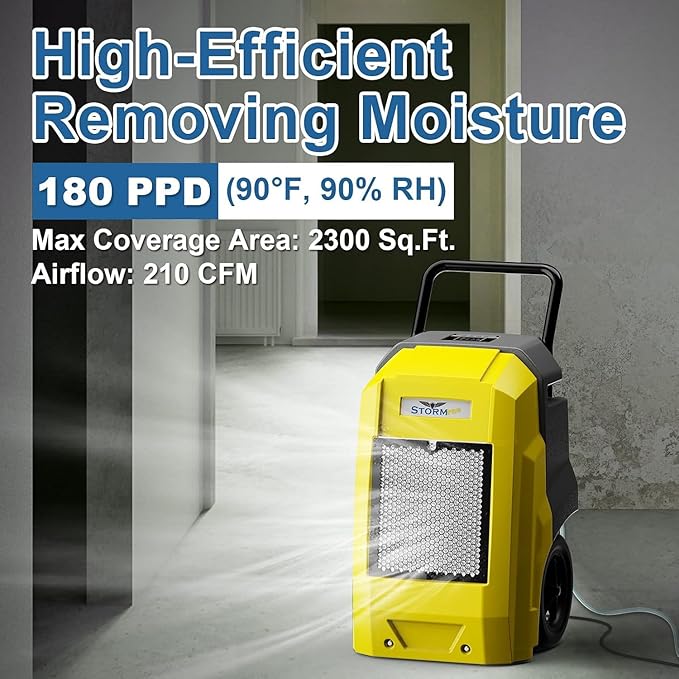 ALORAIR 180 Pints LGR Industrial Dehumidifier with Pump and Drain Hose, Portable Commercial Dehumidifier with Wheels for Home, Basements, Garages, and Job Sites, 6-Year Warranty