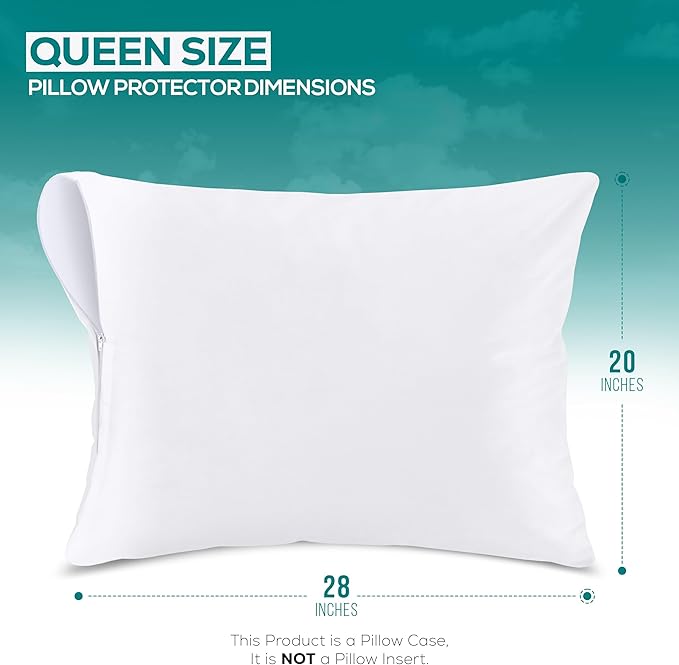 Set of 6 Pillow Protectors with Zipper Queen Size, Bed Bug and Dust Mite Proof Pillow Covers, Ultra Soft Pillow Encasements, Moisture Wicking and Waterproof Pillow Cases by Utopia Bedding (White)