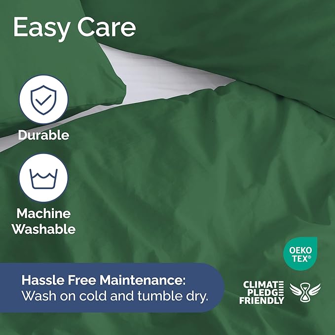 Duvet Cover Cal King Size Set - Extra Soft Cal King Duvet Cover 104" x 98" with 2 Pillow Shams - Hotel Luxury, Easy Care, Fade Free w/ Zipper Closures & Ties - Comfy, Cozy & Breathable (Emerald Green)