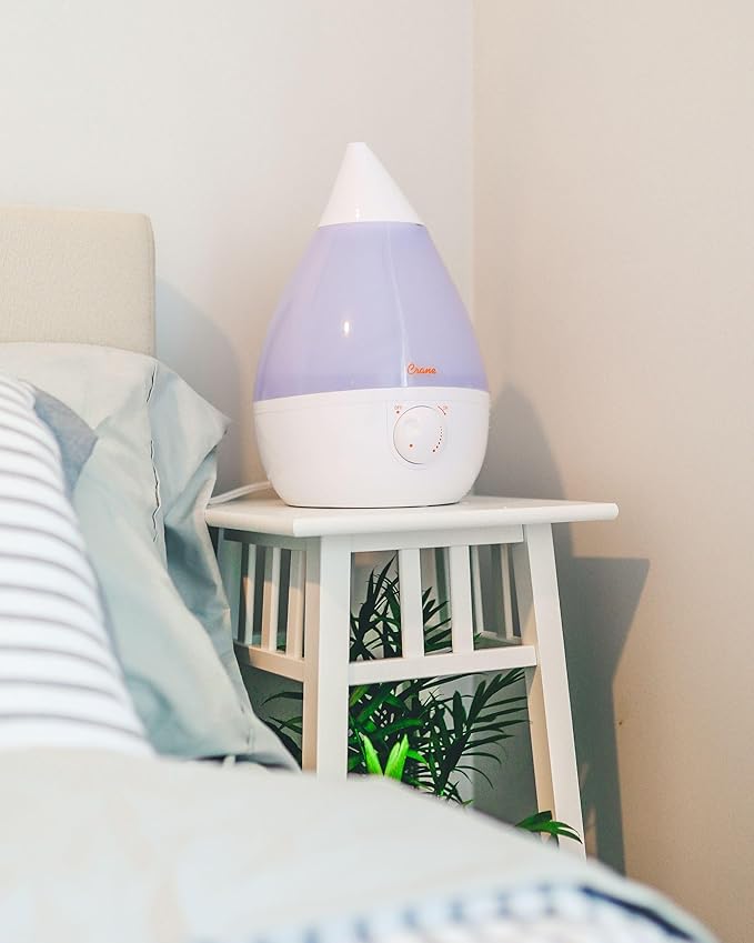 Crane Ultrasonic Cool Mist Humidifier for Bedroom, Baby Nursery, Kids Room, Plants, or Office, Large 1 Gallon Tank, Filter Optional, White
