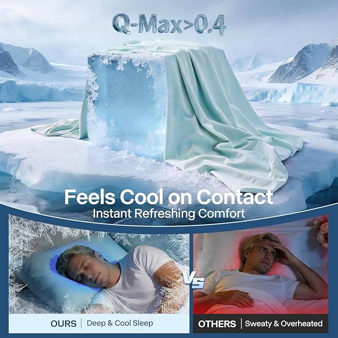 Premium Cooling Pillowcases Queen Size Set of 2 for Hot Sleeper & Night Sweats Beauty Sleep Reduces Wrinkles & Frizz Softer Than Silk Pillow Cover Oeko-TEX Certified Mint Green Breathable