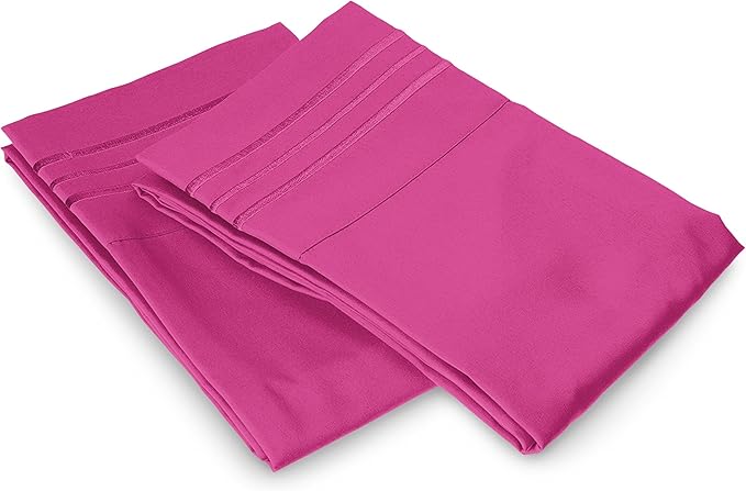 Elegant Comfort Luxury Ultra-Soft 2-Piece Pillowcase Set - 1500 Premium Hotel Quality Microfiber Double Brushed - Wrinkle Resistant, King Size, Pink