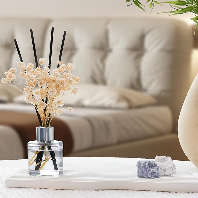 Jasmine White Tea Gardenia Bathroom Diffuser, 3.4 oz Reed Diffuser with Dried Flower for Small Place, Last up to 60 Days