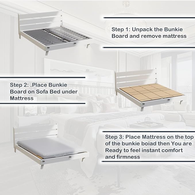 Bunkie Board Thin Wood 6mm Twin Size XL (38 x 76 in) | Modular Portability Design, Noise Minimizing, Low Profile Design, Easy Setup, Foldable| Bed Slats, Foldable Box Spring, Bed Support Slat