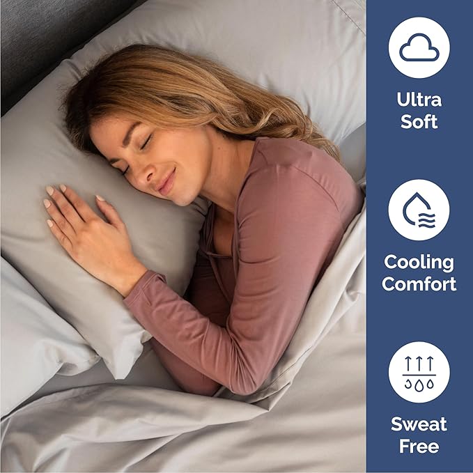 Queen 6 Piece Sheet Set - Comfy Breathable & Cooling - Hotel Luxury Bedding for Women, Men, Kids, Teens & Children - 1 Flat & 1 Fitted Sheet & 4 Pillowcases w/ Deep Pockets - Wrinkle Free - Light Grey
