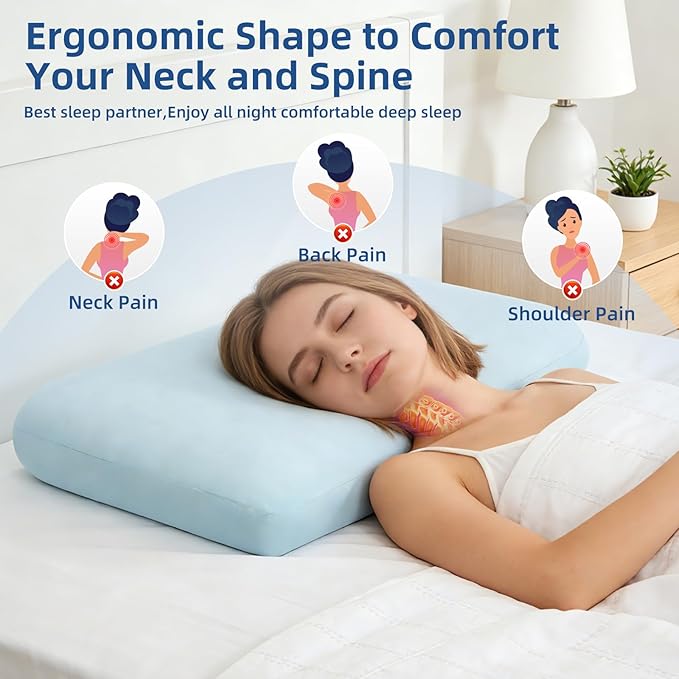 HIMOON Cooling Memory Foam Pillow, Bed Pillow for Sleeping, King Size, Breathable Memory Foam, Premium Support with Washable Cover for Back, Side and Stomach Sleepers (1 Pack)