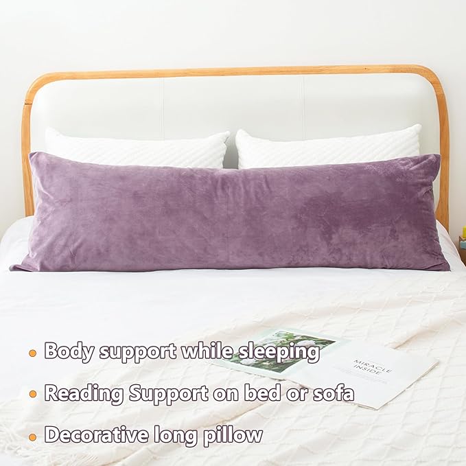 1 MIDDLE ONE Body Pillow, Memory Foam Body Pillows for Adults Sleeping, Long Pillow for Bed, Big Large Firm Full Body Pillow for Side Sleeper, 20x54 Inch, Dark Purple