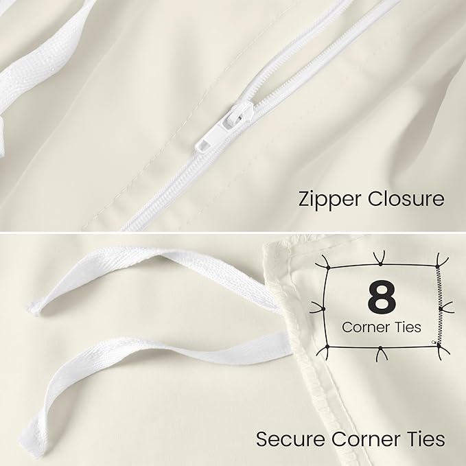 Utopia Bedding Duvet Cover Queen with Fitted Sheet (60x80) - 2 Pillow Case Standard - All Season Luxury Bed in a Bag with Zippered Duvet Cover - No Comforter (Ivory)