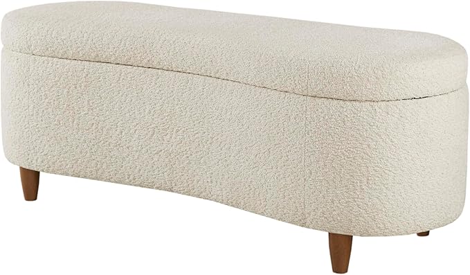 Bailey Boucle-Style Curved Storage Accent Bench