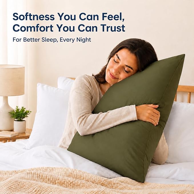 ZPECC Pillow Cases Queen Size Set of 12, 20x30 Envelope Closure Pillowcases, Soft Plain Brushed Microfiber Covers Hypoallergenic Breathable, Olive Green
