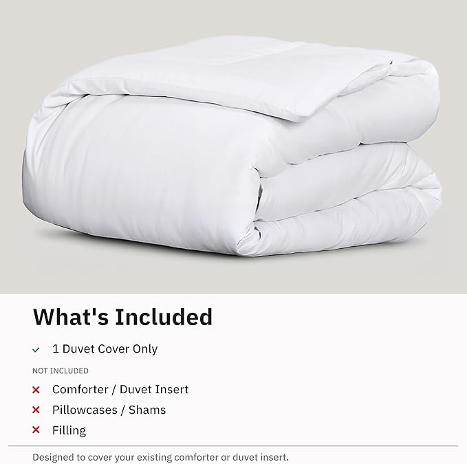 California Design Den Duvet Cover Queen Size/Full Size -Winner Good Housekeeping Best Bedding Awards 2025, 400 Thread Count Sateen, 100% Cotton Bedding Duvet Covers,Button Closure & Corner Ties -White