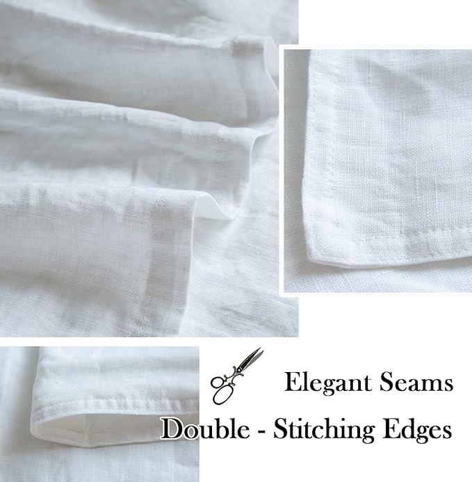 Simple&Opulence 100% Washed Linen Euro Shams 26'' x 26'' Pack of 2, Basic Style Solid Color Natural Flax Farmhouse Decorative Square Throw Pillow Covers for Bed Couch Sofa - White