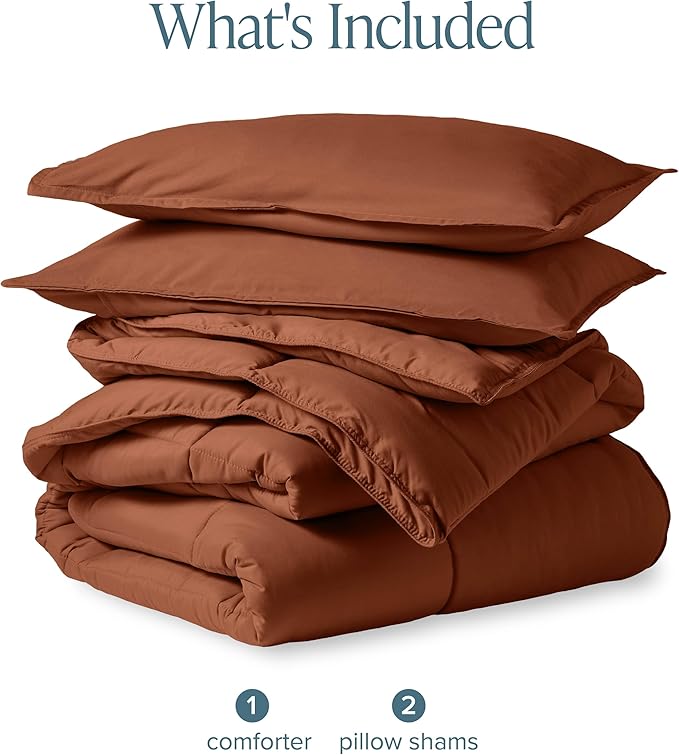 Bare Home Comforter Set - King/California King Size - Ultra-Soft - Goose Down Alternative - Premium 1800 Series - All Season Warmth (King/Cal King, Terracotta)