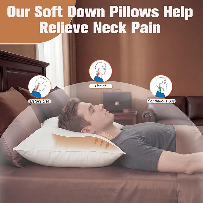 Canadian Goose Down Pillows Queen Size 80% Goose Down and 20% Goose Feathers,1650+ Fill Power White Down Pillow with 800 Thread Count Cotton Shell,Ultra Comfort Bed Pillows(White 20"x30" 1 Pack)