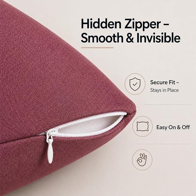 EVOLIVE Body Pillow Cover 21"x54", Ultra Soft Microfiber Pillowcase with Hidden Zipper, Breathable, Machine Washable, for Pregnancy & Side Sleepers, Cover Only (21"x54" Body Pillow Cover, Wine)