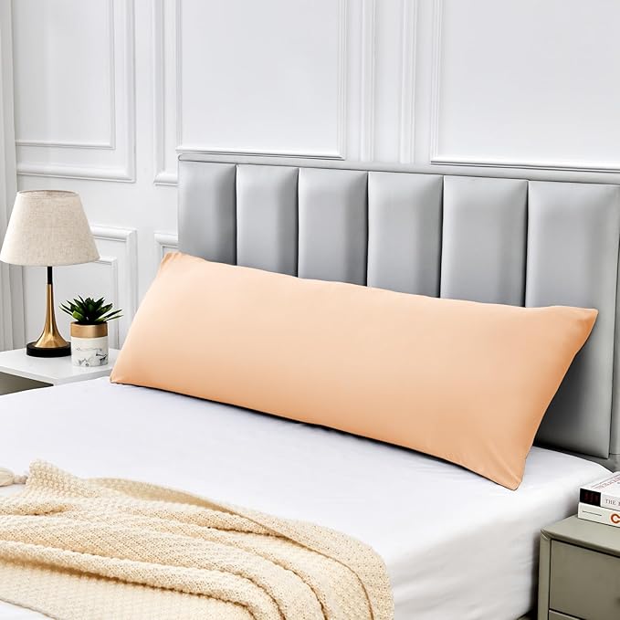 Warmstar Cotton Body Pillow Cover 1 Pack, 600 Thread Count Body Pillow case 20"x54", Long Body Pillow Case Cover Soft Breathable with Envelope Closure,Champagne