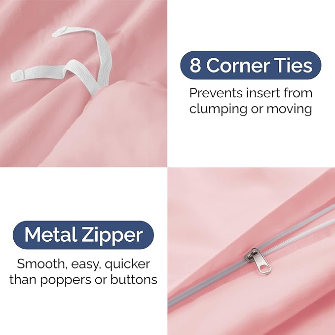 Duvet Cover Cal King Size Set - Extra Soft Cal King Duvet Cover 104" x 98" with 2 Pillow Shams - Hotel Luxury, Easy Care & Fade Free w/ Zipper Closures & Ties - Comfy, Cozy & Breathable (Baby Pink)