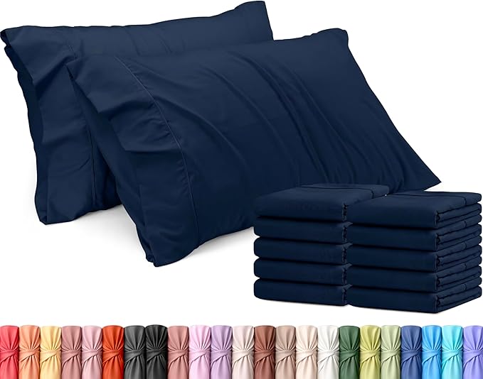 Utopia Bedding Standard Pillow Cases - 12 Pack - Envelope Closure - Soft Brushed Microfiber Fabric - Shrinkage and Fade Resistant Pillow Covers Standard Size 20 X 26 Inches (Standard, Navy)