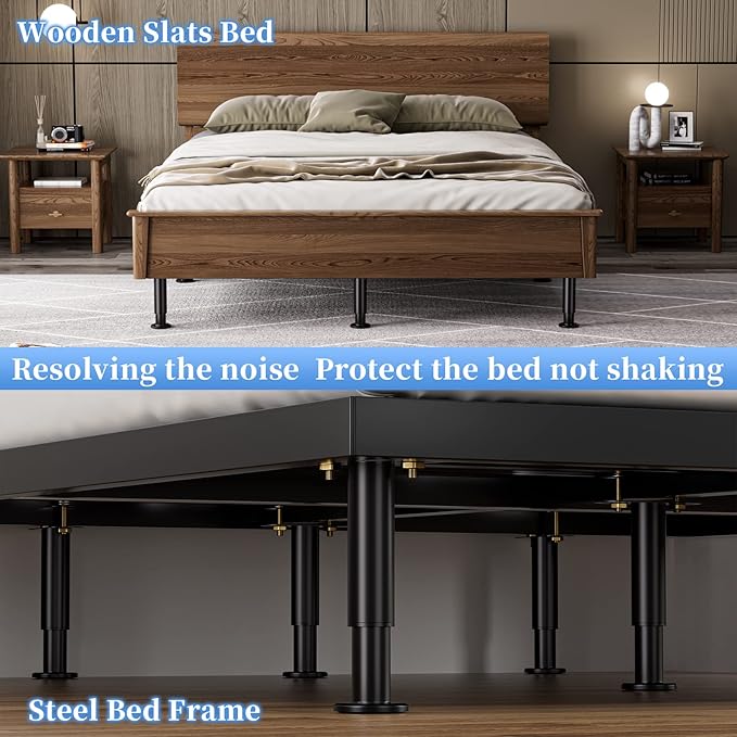 Upgrade 2Pcs Bed Legs Support, Adjustable Metal Bed Frame Support Legs 7.08-12.6 inch, Adjustable Bed Legs Replacement, Heavy Duty Center Support Legs for Steel Bed Frame or Wooden Bed