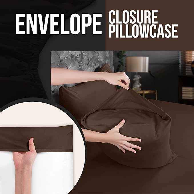 Utopia Bedding Queen Pillow Cases - 12 Pack - Envelope Closure - Soft Brushed Microfiber Fabric - Shrinkage and Fade Resistant Pillow Covers Queen Size 20 X 30 Inches (Queen, Brown)