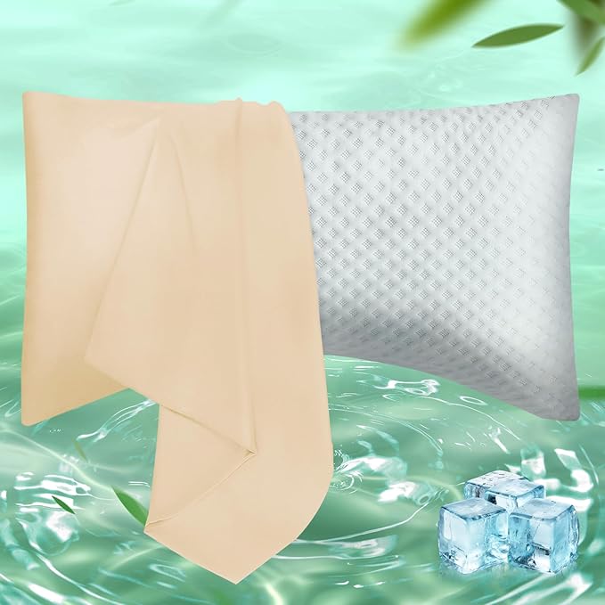 Curved Pillow Case King Size, Side Sleeper Pillow Cases Cover Cooling Rayon Derived from Bamboo with Zipper for hot Sleepers Hair and Skin, Breathable Silky Soft Pillowcase 1 Pack 20 * 36 Inches