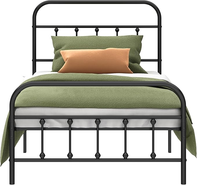 Kujielan Metal Bed Frame - Structurally Stable Heavy Duty Steel Slat Supported Twin Bed Frames,No Box Spring Needed for Easy Removal and Transport.